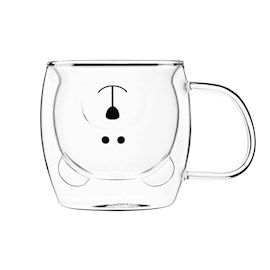 ჭიქების ნაკრები Ardesto AR2625GHA 250ml, 2 pcs Double Wall Borosilicate Glass Mug Set Animals With Handles